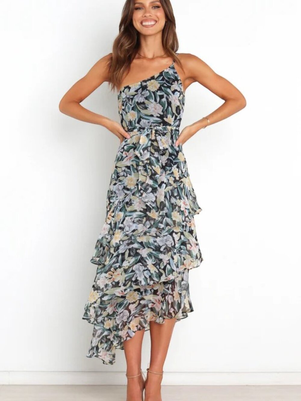 Amren One Shoulder Floral Midi Dress NWT Size 2 Petal & Pup - Picture 14 of 16